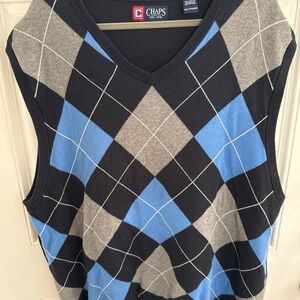 Chaps Black and Blue Argyle Vest